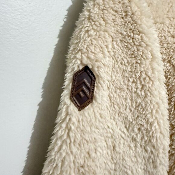 Free Country Sherpa Fleece Jacket Womens Large White Zip Up Teddy Coat Cozy Warm - Picture 5 of 5